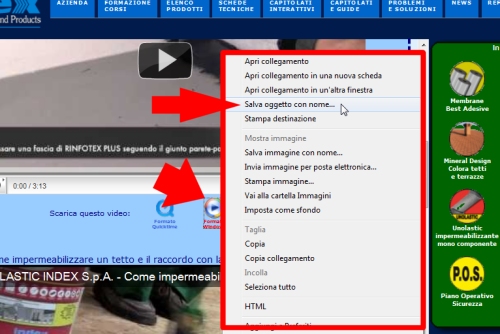 Informazioni per salvare un video